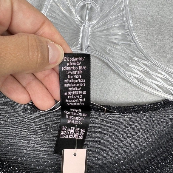 NWT Victoria's Secret Top XS Black Shimmery Sheer Long Sleeve Y2K Shirt - Picture 9 of 11